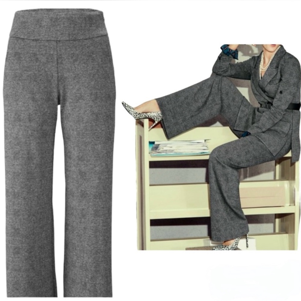 Cabi Kate Bond Gray Plaid Trouser High Waist Wide Leg Pants Womens Size 14